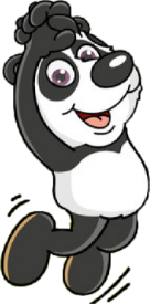 Fröhlicher Panda, der in die Luft springt