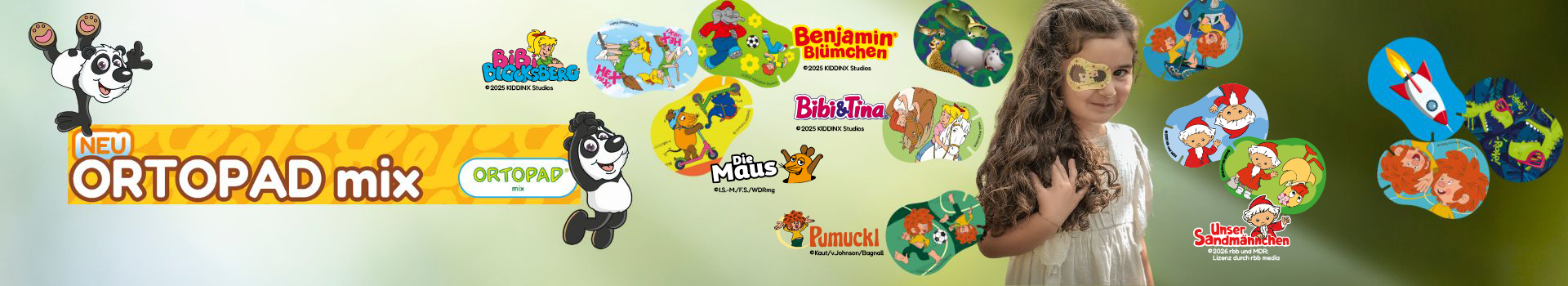 Titelbild mit Logo von Ortopad mix und einer Pflasterauswahl im Hintergrund