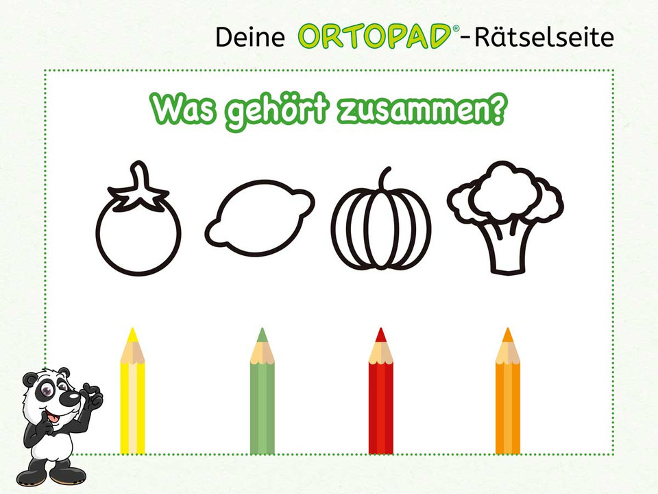 Vorschaubild Farben zuordnen Gemüse und Obst ausmalen 