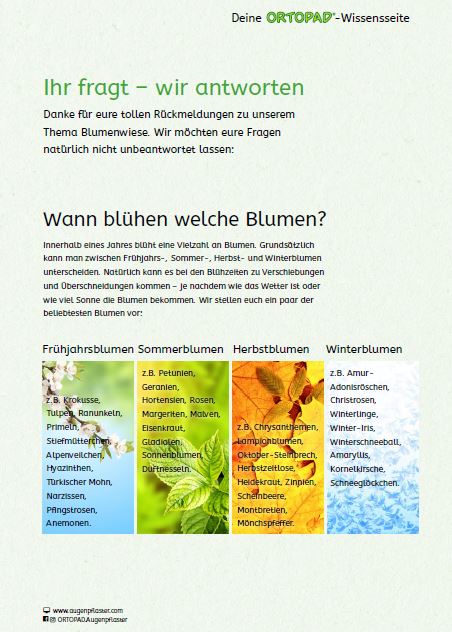 Vorschaubild Wissensseite Ihr fragt - wir antworten Thema Blumen und Insekten